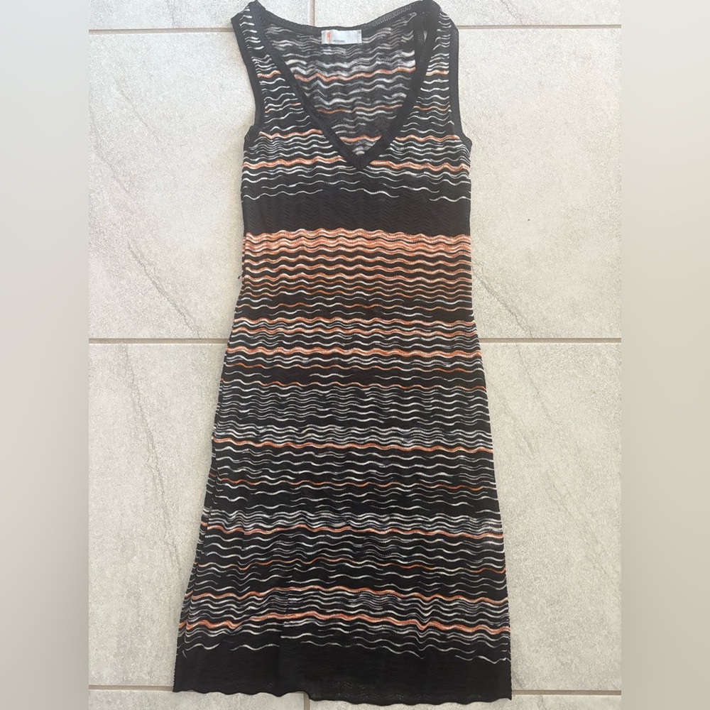 Missoni Black and Orange Striped Knit Dress size 6